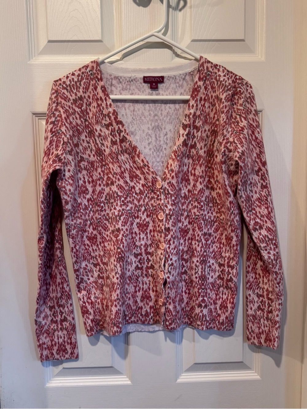 Merona Pink Cream Printed Button Cardigan